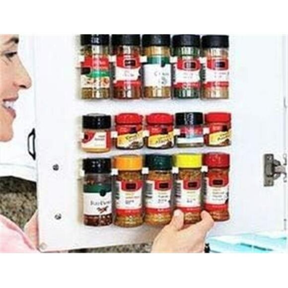spice rack clips holds 15 jars cabinet door pantry rv kitchen organizer Adhesive - Picture 6 of 7